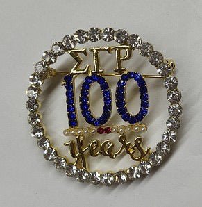 100 years pin blue